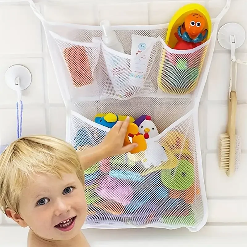 Home Bathroom Organizer - อาบน้ําเด็กของเล่นเด็กสีขาวของเล่นเด็กตาข่ายดูดถ้วยของเล่นกระเป๋าสุทธิห้องน้ํา Organizer