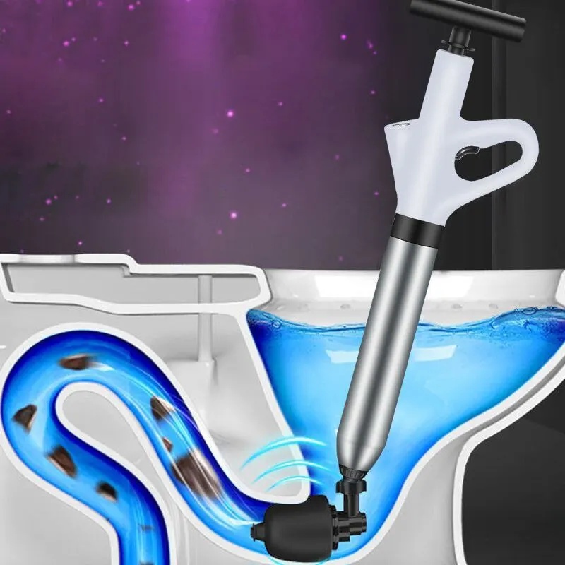 Plunger Toilet - ชุดเครื่องมือทะลวงท่อส้วมแบบใช้ลม ทำจากสแตนเลสสตีล แรงดันสูง สำหรับใช้ในครัวเรือน