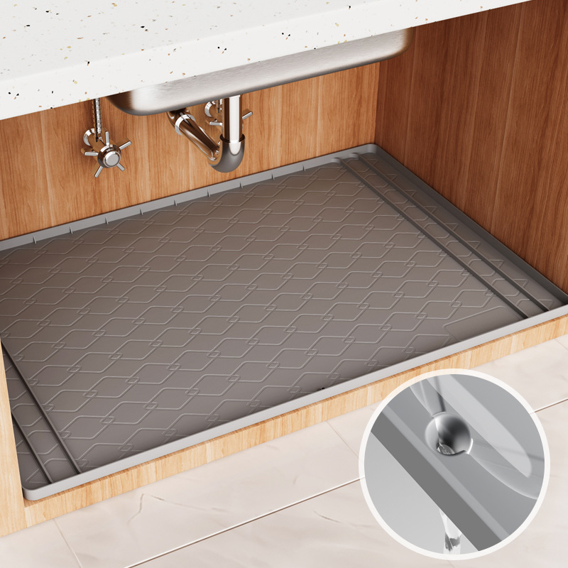 Home Essentials Bathroom Storage - แผ่นรองซิลิโคนใต้ซิงค์ อุปกรณ์จำเป็นในครัว, แผ่นรองชั้นวางของ ป้องกันตู้, อุปกรณ์จัดระเบียบบ้าน, กันน้ำสำหรับห้องน้ำ