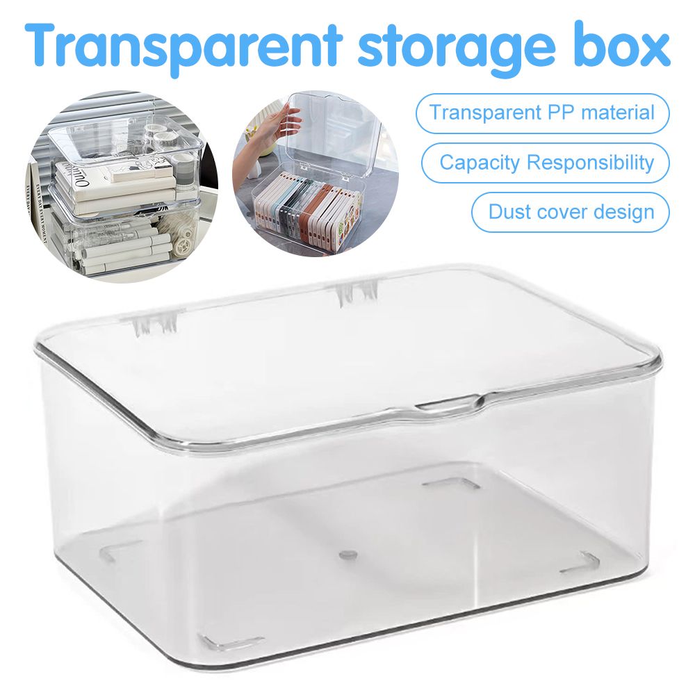 Home Essentials Bathroom Storage - กล่องใส่โทรศัพท์อะคริลิกใสพร้อมฝาปิด - ตะกร้าเก็บของอเนกประสงค์สำหรับของใช้ในบ้านและสำนักงาน