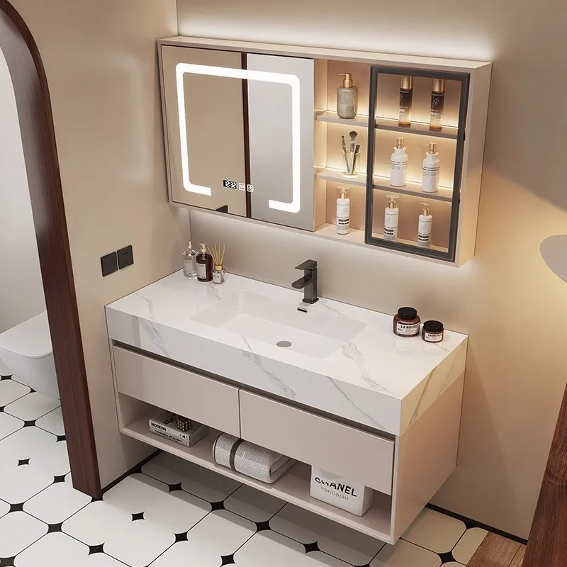 Home Bathroom Vanity Combo - อ่างล้างหน้าห้องน้ำทันสมัยพร้อมตู้ไม้เนื้อแข็ง เฟอร์นิเจอร์ห้องน้ำ อ่างล้างหน้า ตู้เก็บของในห้องน้ำ