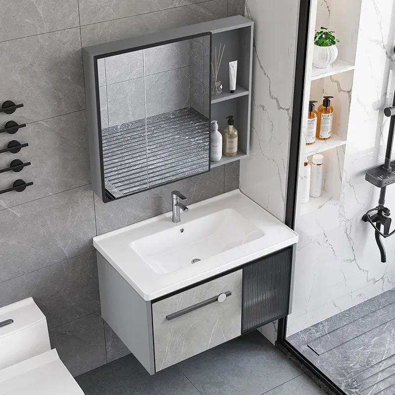 Home Bathroom Vanity Combo - ตู้ห้องน้ำกันน้ำพร้อมกระจกอัจฉริยะ อ่างล้างหน้าเซรามิกในตัว ตู้ห้องน้ำพร้อมอ่างล้างหน้า เฟอร์นิเจอร์สำหรับบ้าน