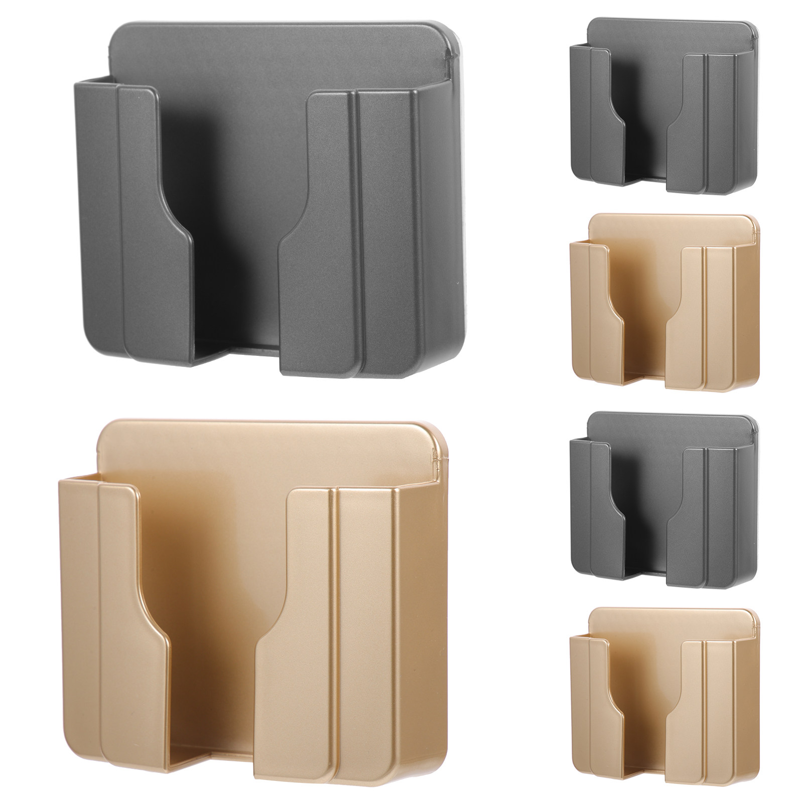 Home Bathroom Organizer - 6 ชิ้น ที่วางโทรศัพท์ติดผนังแบบมีกาวในตัว ขาตั้งชาร์จ ที่จัดเก็บของ สำหรับบ้าน