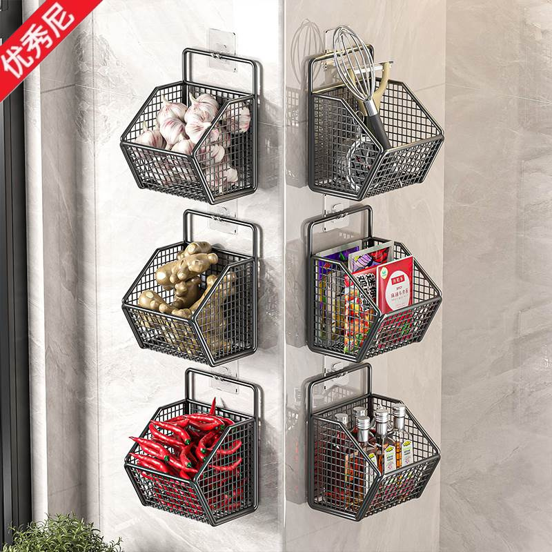 Home Essentials Bathroom Storage - กล่องเก็บของติดผนังสำหรับห้องครัว ที่เก็บกระเทียม หัวหอม ขิง สแตนเลส ใช้ได้ในห้องน้ำ
