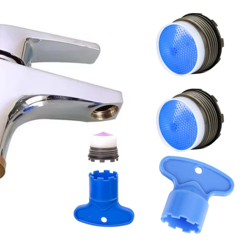 Basin Mixer Tap - หัวกรองน้ำแบบประหยัดน้ำขนาด 16.5-24 มม. พร้อมประแจซ่อมแซม วัสดุ ABS