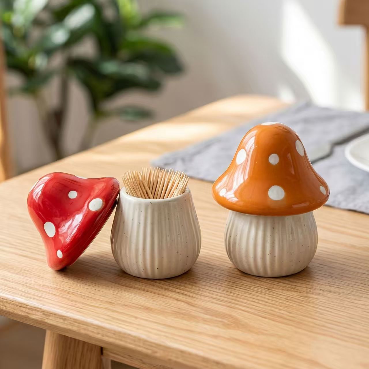กระปุกเซรามิคลายการ์ตูนรูปเห็ด - Home Bathroom Organizer บทวิจารณ์และราคา
