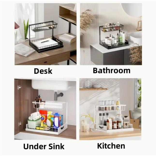 ชั้นวางของใต้ซิงค์แบบดึงออกได้ - Home Bathroom Organizer บทวิจารณ์และราคา