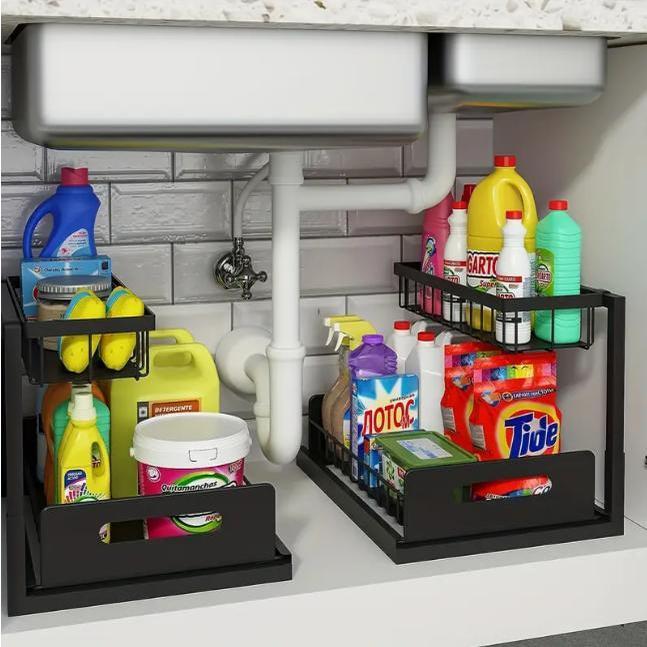 ชั้นวางของใต้ซิงค์แบบดึงออกได้ - Home Bathroom Organizer บทวิจารณ์และราคา