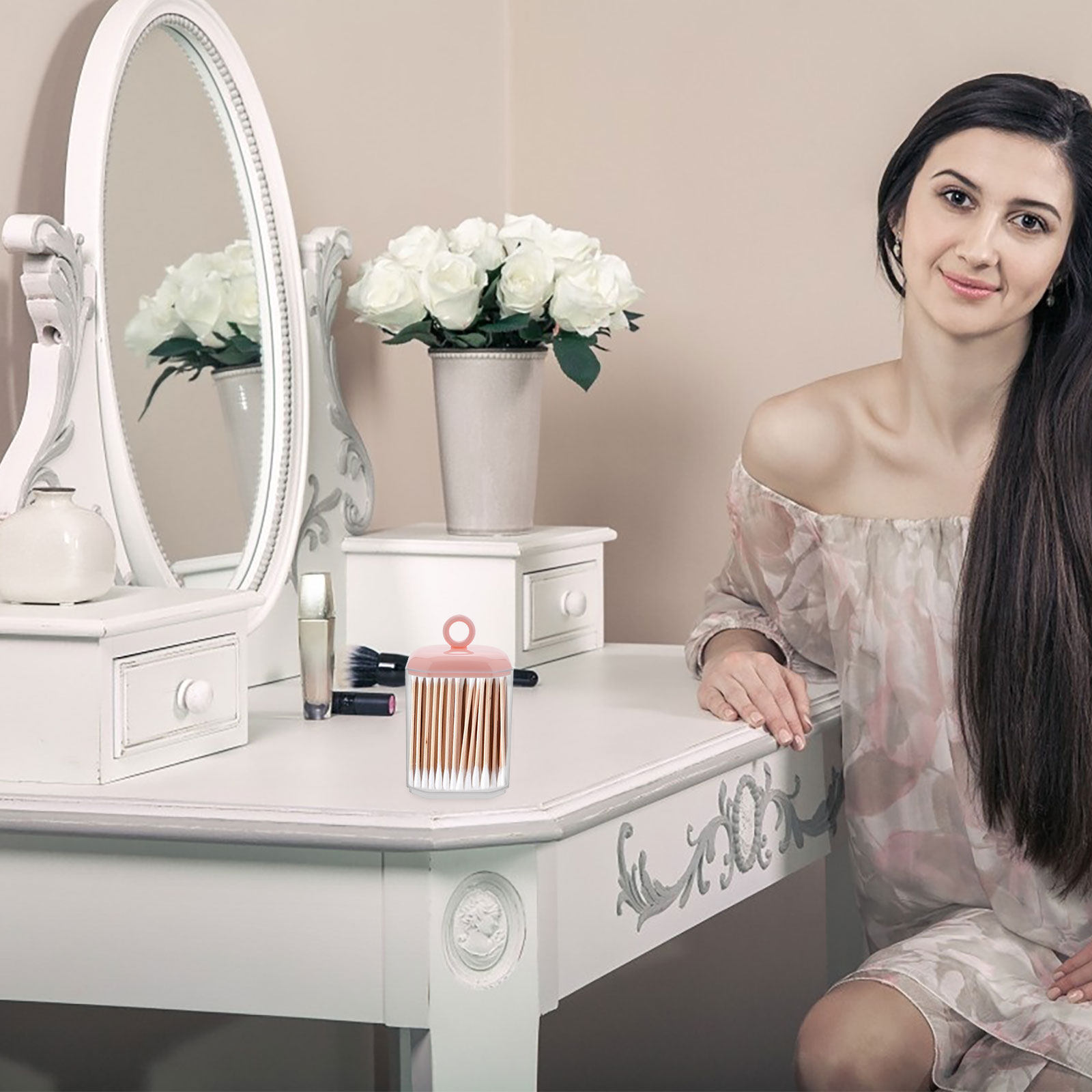 กล่องเก็บสำลีแบบมีฝาปิด สำหรับ - Home Essentials Bathroom Storage บทวิจารณ์และราคา