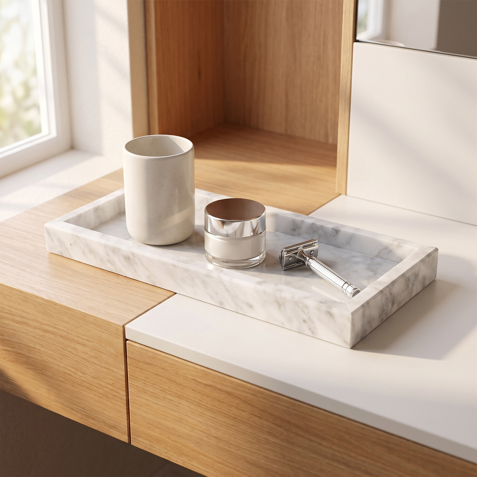 ถาดหินอ่อนทรงสี่เหลี่ยมผืนผ้า  - Home Bathroom Organizer บทวิจารณ์และราคา